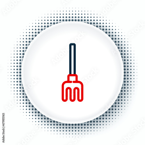 Line Garden rake icon isolated on white background. Tool for horticulture, agriculture, farming. Ground cultivator. Colorful outline concept. Vector
