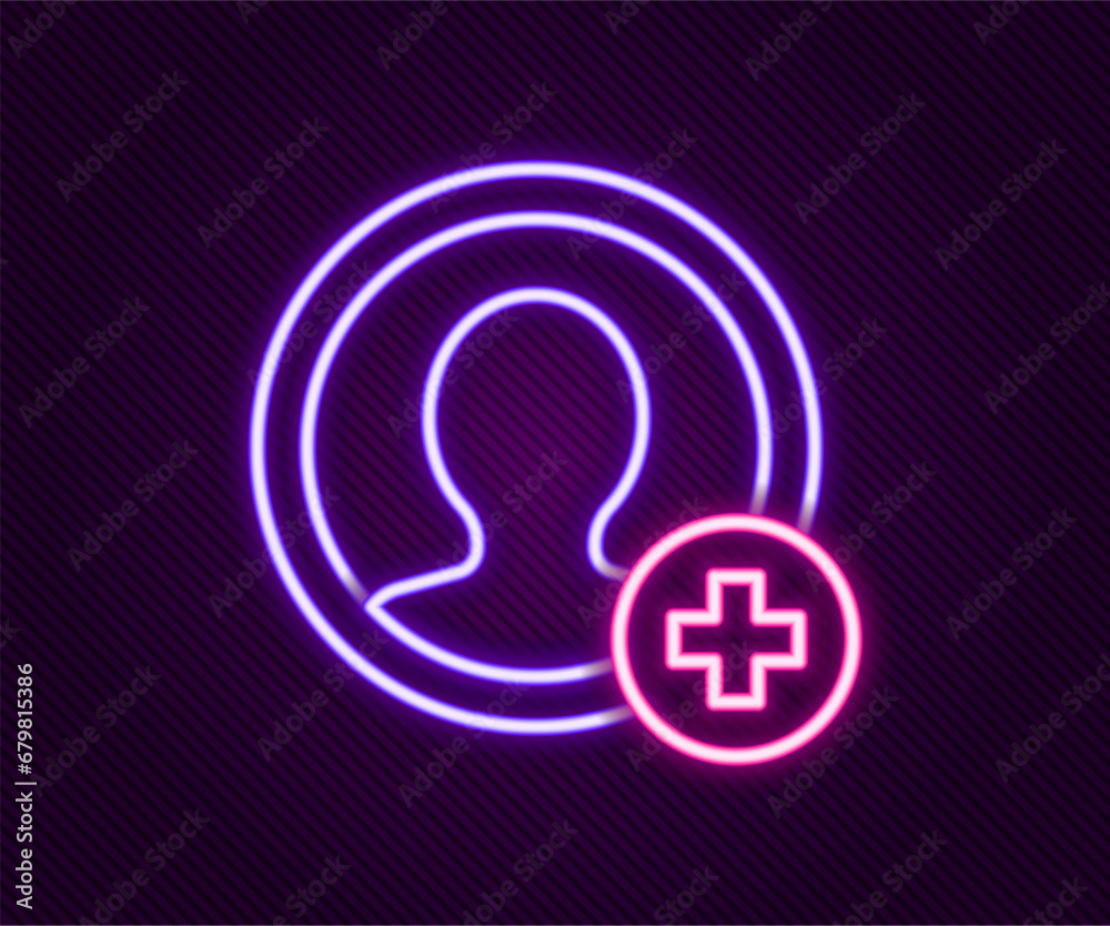 Glowing neon line Create account screen icon isolated on black background. Colorful outline concept. Vector Glowing neon line Create account screen icon isolated on black background. Colorful outline concept. Vector