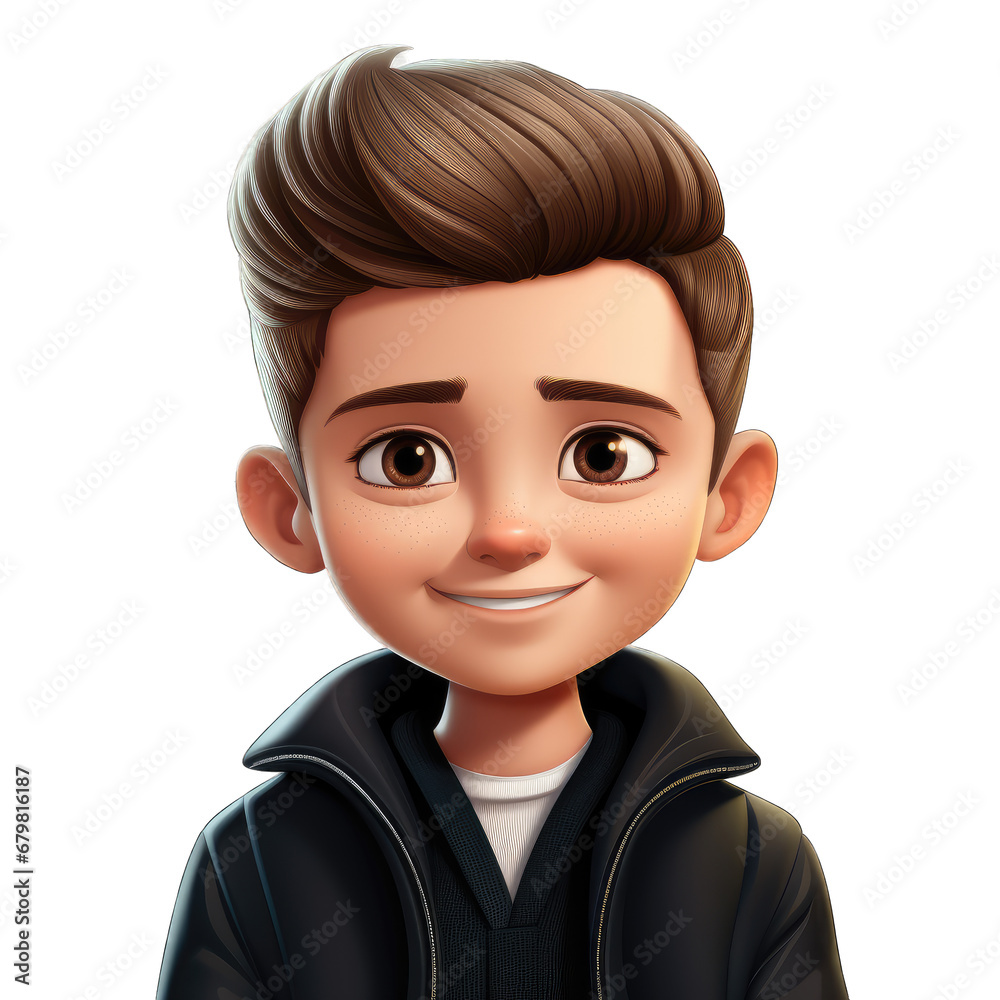 Memoji beautiful smiling child boy isolated on transparent and white background. PNG transparent, emoji