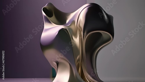 Luxuriant strands of cloth in a shimmering wind. Podium, empty showcase for packaging product presentation, .