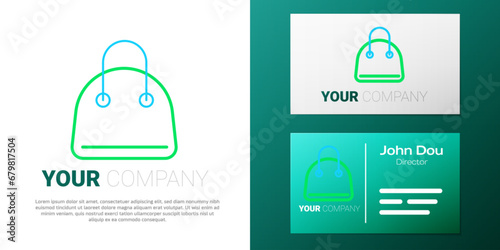 Line Handbag icon isolated on white background. Female handbag sign. Glamour casual baggage symbol. Colorful outline concept. Vector