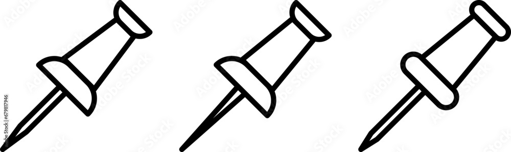 Set of linear pushpin icons as template for web design