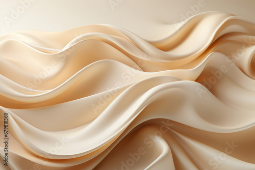 Abstract background of silk beige fabric in the form of a wave