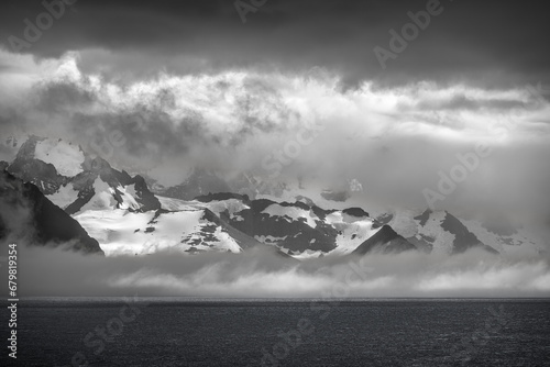 South Georgia Island Landscape - 0718 - B&W