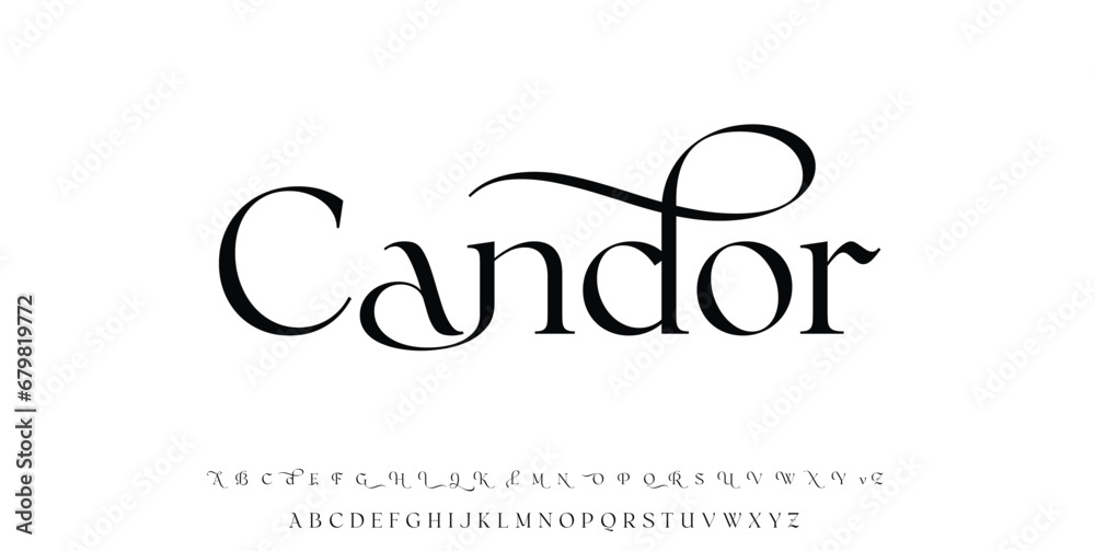 Candor Elegant alphabet letters font and number. Classic Lettering Minimal Fashion Designs. Typography modern serif fonts decorative vintage design concept. vector illustration.