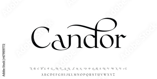 Candor Elegant alphabet letters font and number. Classic Lettering Minimal Fashion Designs. Typography modern serif fonts decorative vintage design concept. vector illustration. photo