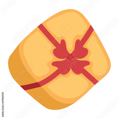 Colored wrapped christmas present icon Vector illustration