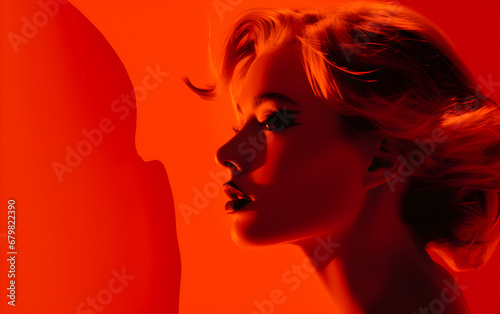 Abstract people on vibrant red background