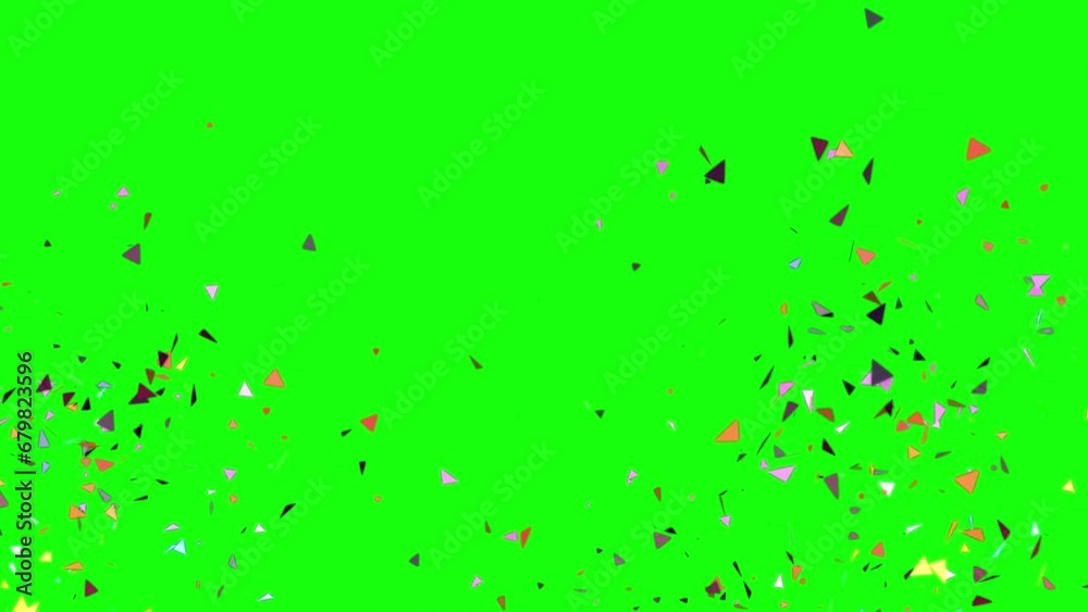 Confetti explosion particles for video with white, black and green chroma key background. Easy editable motion graphic for party and holiday celebration videos.