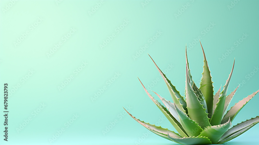 Clean and Fresh Aloe Vera on green Background. Generative AI
