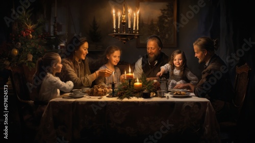 Happy family around the New year's table © Hokmiran