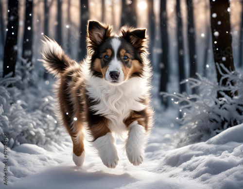 Obraz na płótnie puppy forest winter w salonie