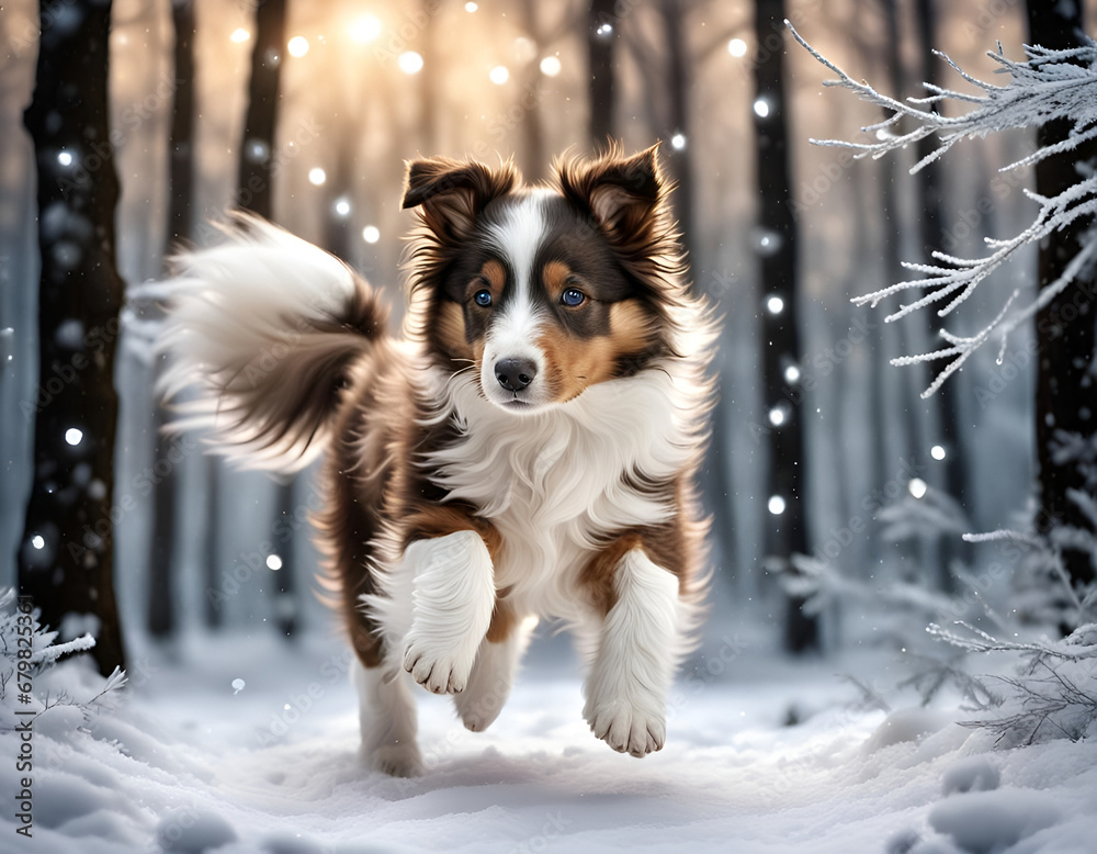 dog in snow