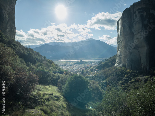 view from the mountain Meteora Greece 