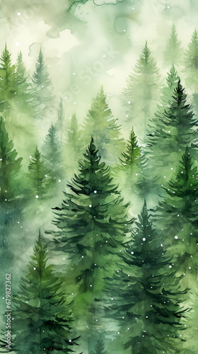 A abstract tranquil forest landscape poster art.
