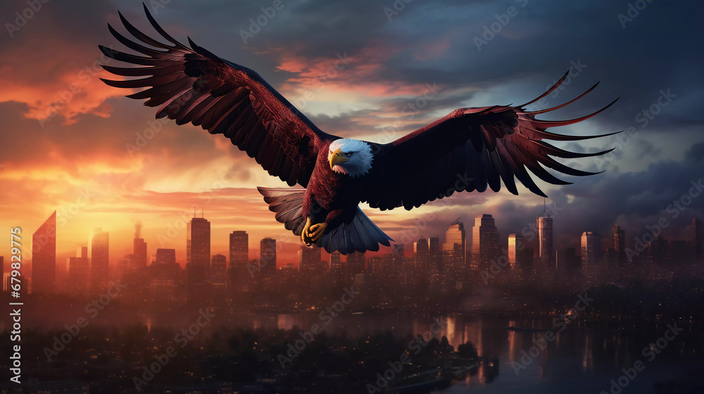 Fototapeta premium American bald eagle at dusk City
