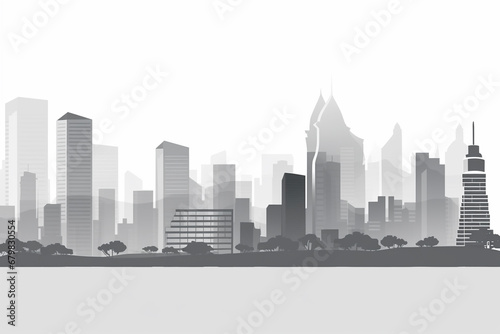 Greyscale Cityscape  animated vector style  future city concept. wide framing