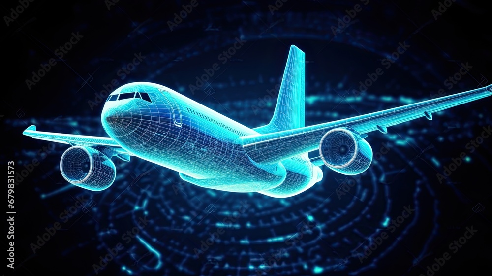 Blue digital airplane data