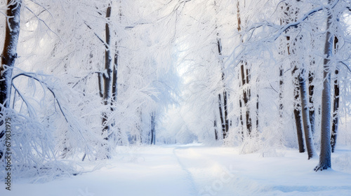 Snow-Covered Forest Path - Winter Exploration © AstralAngel