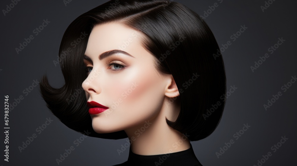 Portrait of a beautiful vamp woman with bright red lips. Advertising photography. Portrait of a beautiful vamp woman with bright red lips. Advertising photography.