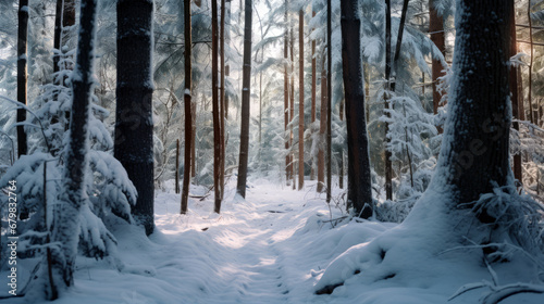 Snowy Path in Forest - Winter's Journey © AstralAngel