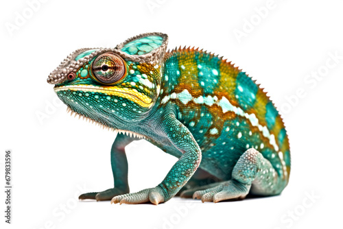 Chameleon, Furcifer pardalis, isolated on white photo