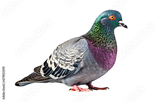 Pigeon bird isolated on white background. Clipping path included.