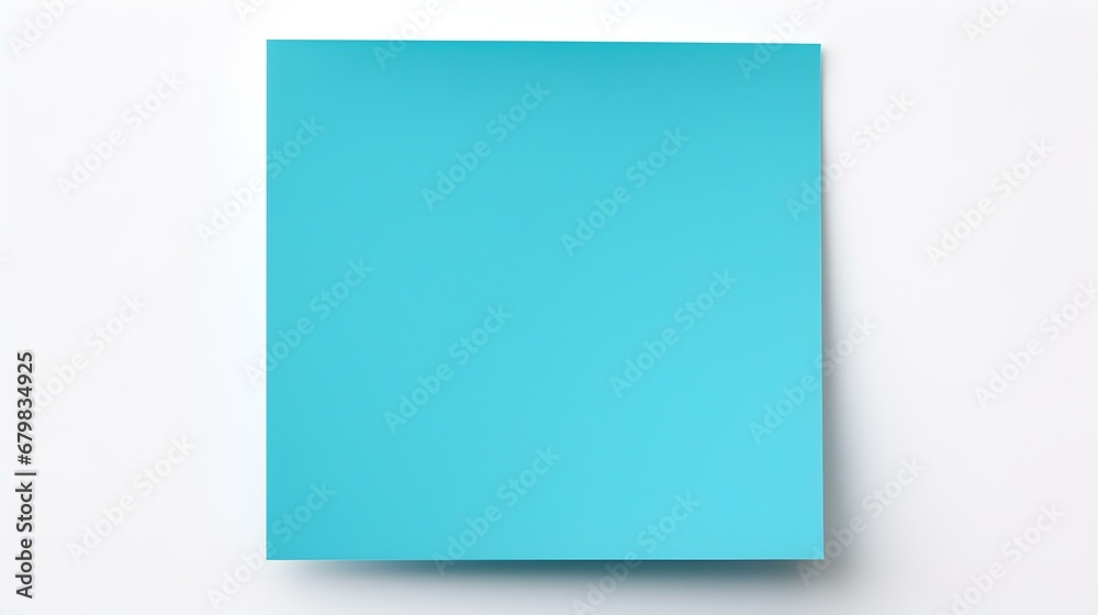 Cyan square Paper Note on a white Background. Brainstorming Template with Copy Space
