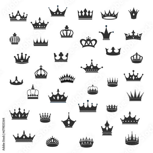 Crowns Collection Flat Vector