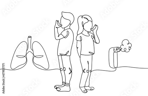 Children. Inhaler. Asthma. One line