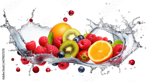 Fruit splashing water on a transparent or white background  png