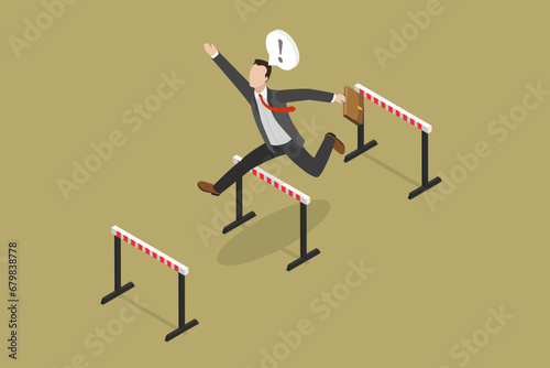 3D Isometric Flat Vector Illustration of Win In Business Competition, Overcoming Difficulties or Obstacles
