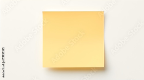 Light Yellow square Paper Note on a white Background. Brainstorming Template with Copy Space