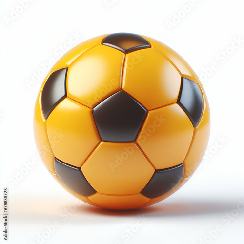 Yellow soccer ball isolated on white background 