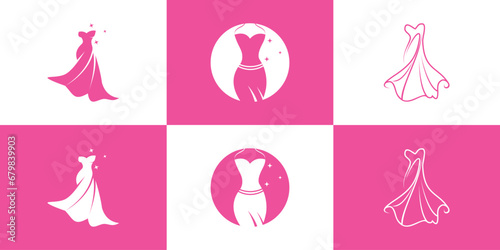 Vector dress boutique wedding bridal logo template illustration vector design Premium Vector