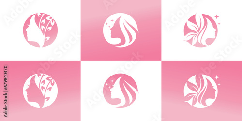 Vector makeup beauty logo design with lips and stick concept