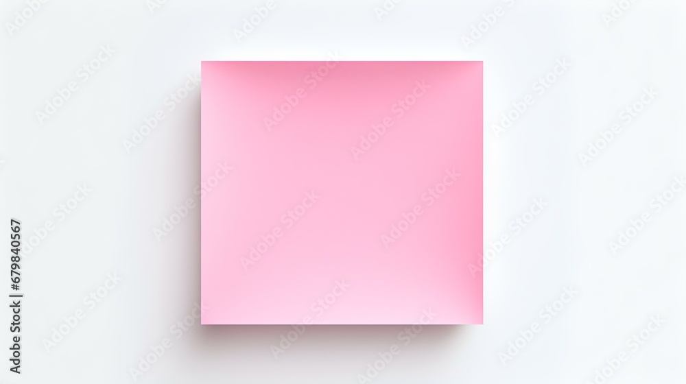 Pink square Paper Note on a white Background. Brainstorming Template with Copy Space