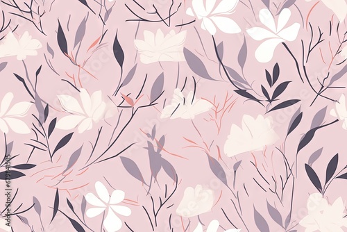 Abstract colorful autumn floral leaf, flowers seamless pattern wallpaper background. Generative AI, AI