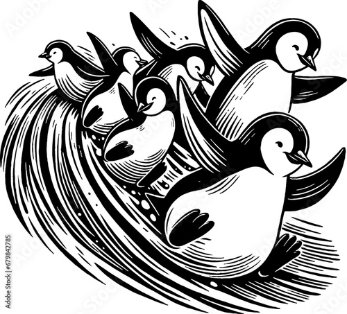Happy sliding penguins
