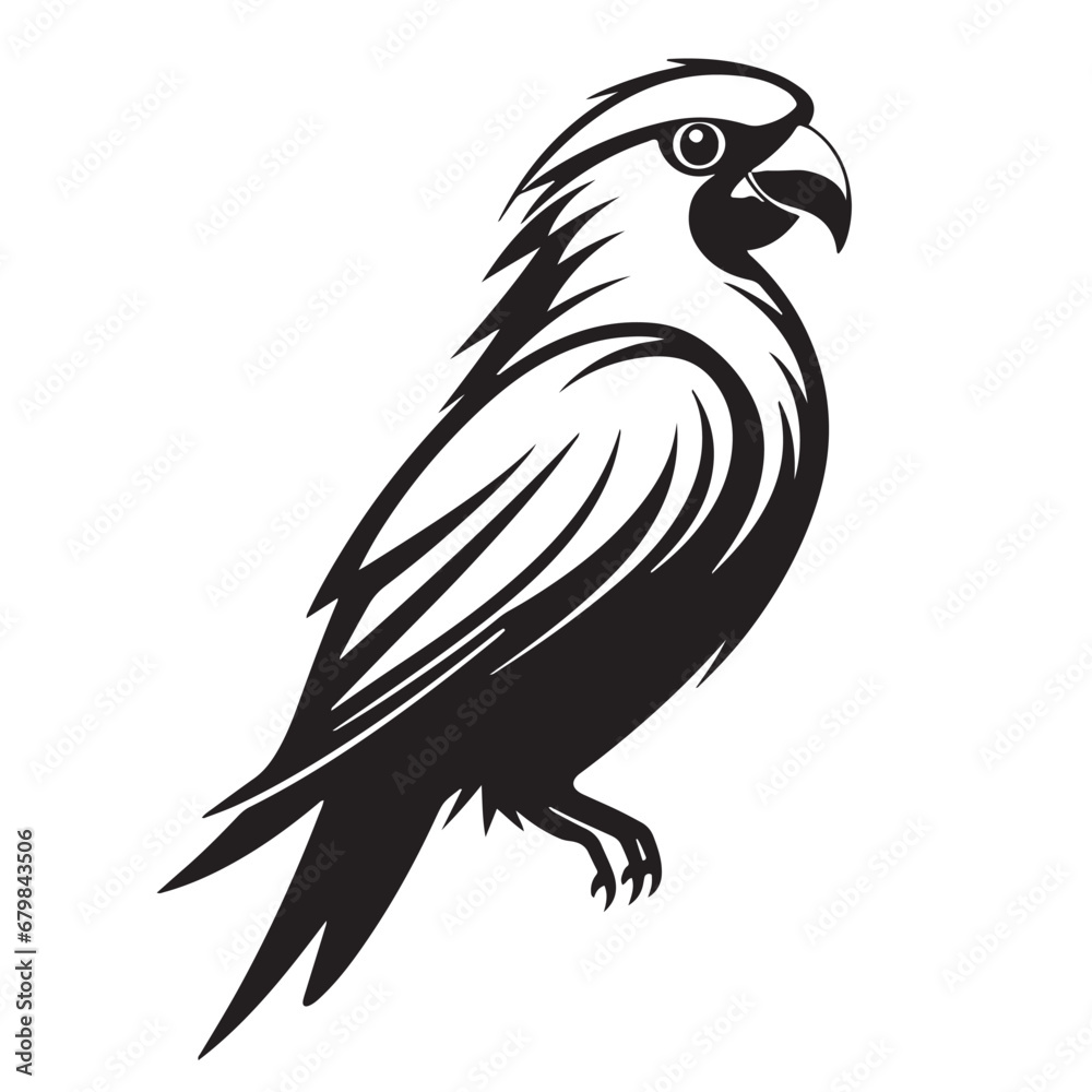 Obraz premium Parrot emblem hand drawn Vector Exotic birds