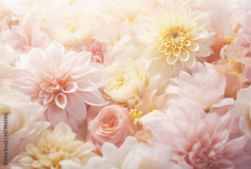 Soft pastel colors flowers banner background