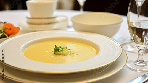 Vegetable soup in a restaurant, English countryside exquisite cuisine menu, culinary art food and fine dining