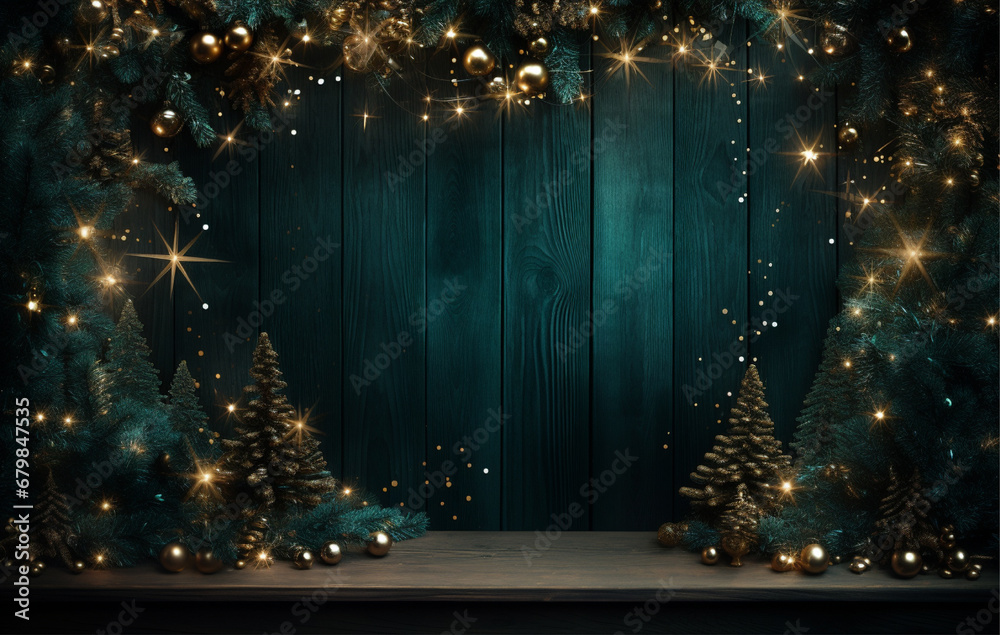 christmas background isolated on wooden, christmas lights over wooden backgrounds