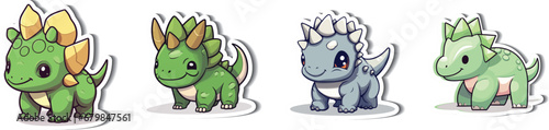 Triceratops Sticker Art in Vector. Experience the roar of cuteness with our Triceratops sticker art. Versatile and vibrant vectors for a range of creative applications.