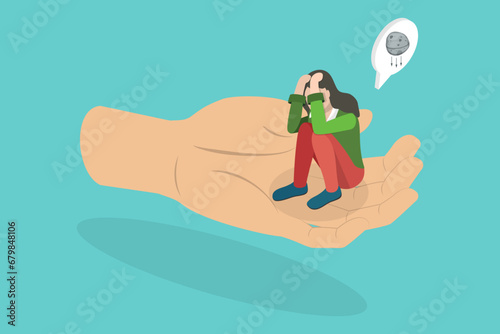 3D Isometric Flat Vector Illustration of Helping Hand, Psychotherapy, Counseling and Psychological Support
