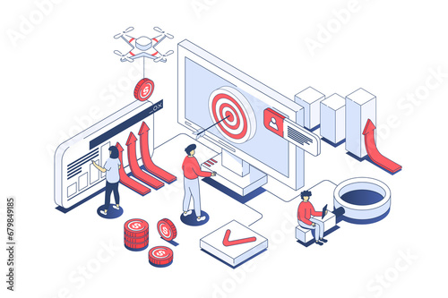 Εκτύπωση καμβά Business strategy concept in 3d isometric design
