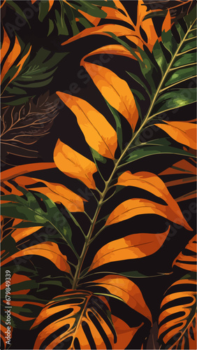 Vibrant Monstera Leaf Design: Tropical Orange Vector
