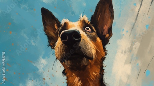 Neo expressionism cartoon shepherd dog head painting wallpaper image AI generated art photo