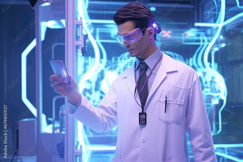 close up image of a medical staff in a metaverse using metaverse gear, close up image of a medical staff in a metaverse using metaverse gear,