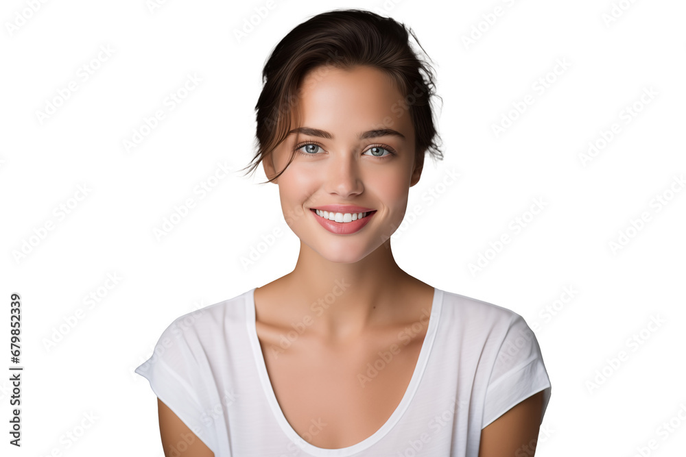 portrait of a smiling natural young woman with healthy smooth skin and beautiful teeth, perfect for skincare facial care and rejuvenation purposes portrait of a smiling natural young woman with healthy smooth skin and beautiful teeth, perfect for skincare facial care and rejuvenation purposes